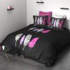 Parure de couette 100% Coton 57 fils 220x240 cm Plume Noir