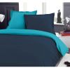 Parure de couette 100% Coton 57 fils 240x260 cm Turquoise/Marine