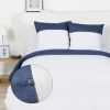 Parure de couette 220x240 100% Coton 57 fils Nacre Blanc/Marine