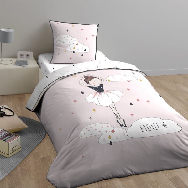 Parure de couette fille 140x200 cm 100% Coton 57 fils Letoile