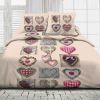 Parure de couette 220x240 cm 100% Coton 57 fils Heart Rose