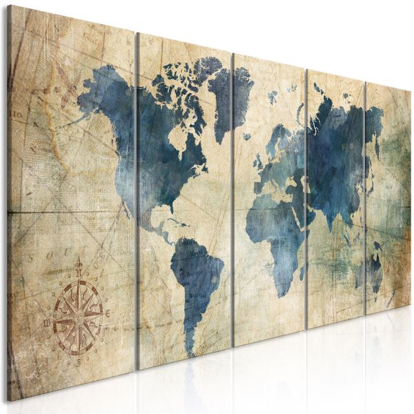 Tableau Cartes du monde Retro Map (5 Parts) Narrow