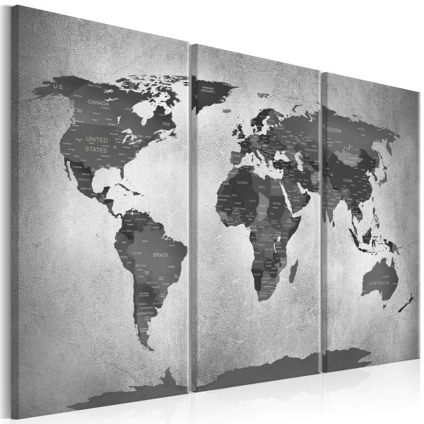 Tableau Cartes du monde Map on Concrete (3 Parts)