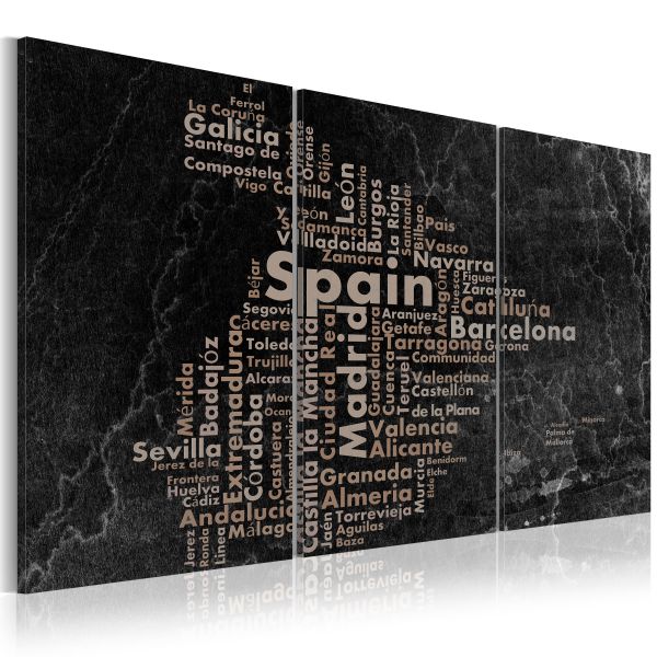 Tableau Cartes du monde Map of Spain on the blackboard - triptich