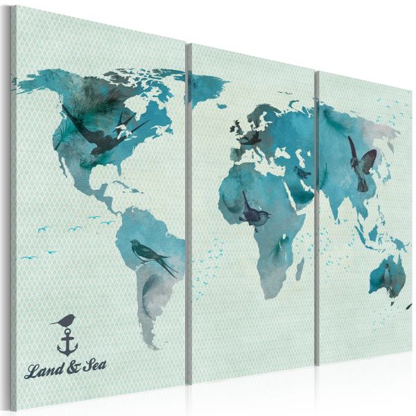 Tableau Cartes du monde Migration aviaire - triptyque