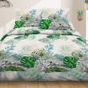 Parure de lit housse de couette avec taies d'oreiller 100% Coton 57 fils Tropical