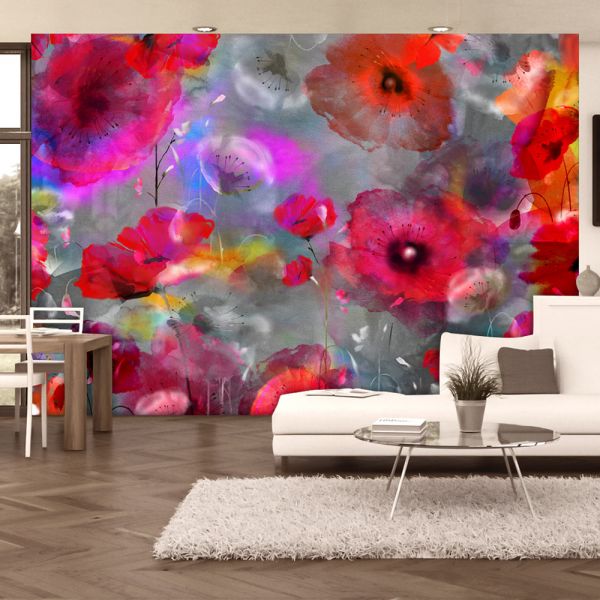 Papier peint intissé Fleurs Painted Poppies