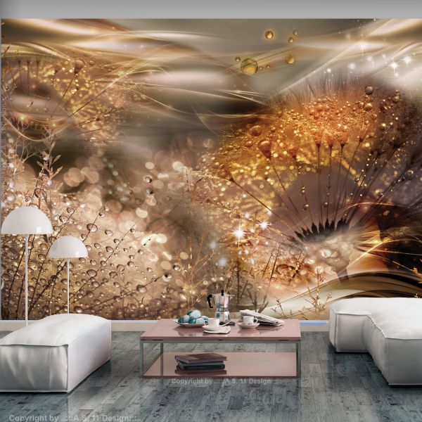 Papier peint intissé Fleurs Dandelions' World (Gold)