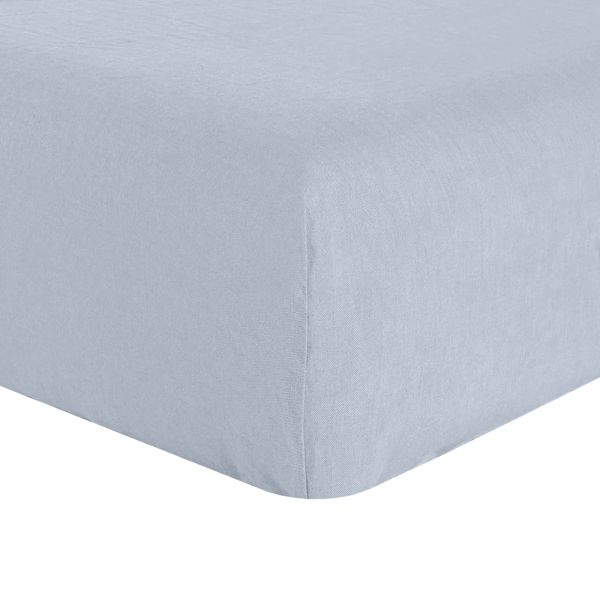 Drap housse 140x190 +30 cm en lin Français - lin lavé Glacier