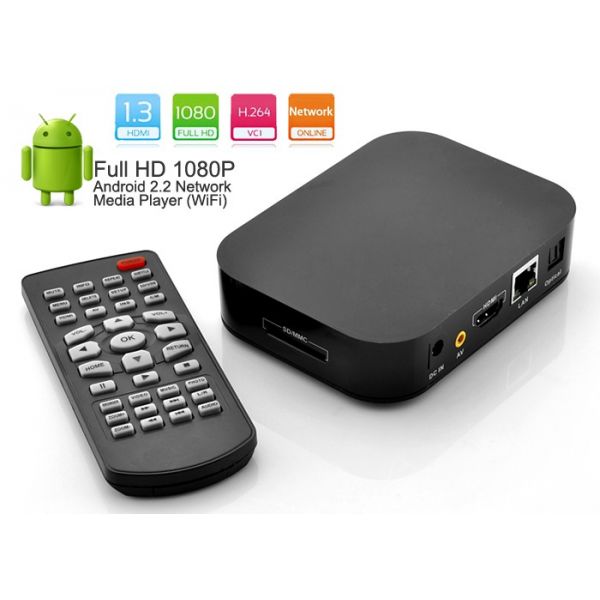 Box android média center 1080P, WiFi, HDMI, LAN