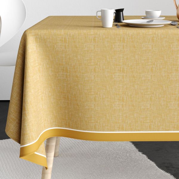 Nappe rectangulaire anti tache 140x250 cm Coton Chambray Or