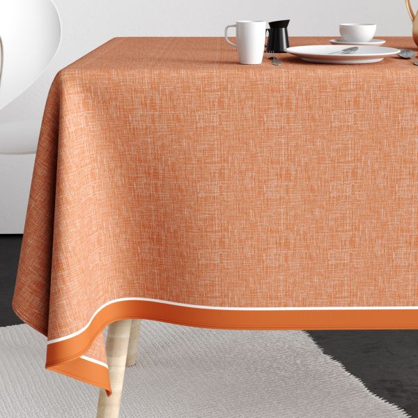 Nappe rectangulaire anti tache 140x250 cm Coton Chambray Terracotta