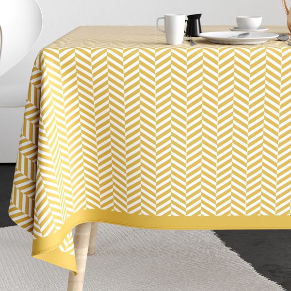 Nappe rectangulaire anti tache 140x200 cm Coton Chevron Or