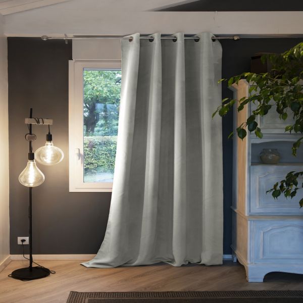 Rideau Occultant 140x280 cm Polyester Gris Clair