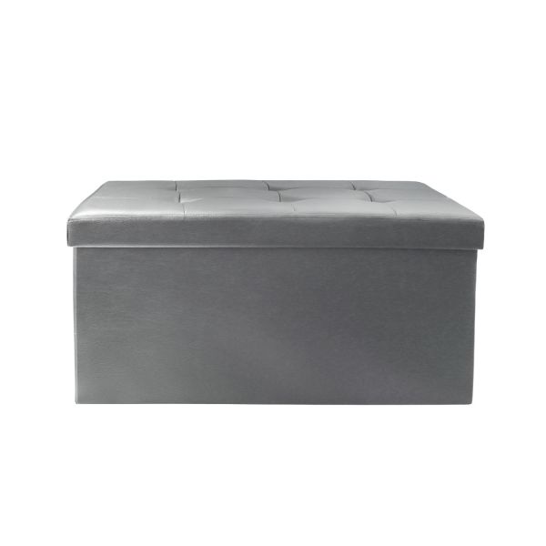 Coffre de rangement banc pliable lisse Gris