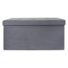 Coffre de rangement banc pliable Suedine Gris foncé