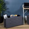 Coffre de rangement banc pliable Suedine Gris foncé