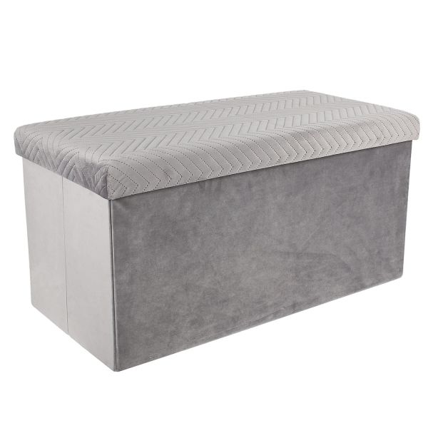 Coffre de rangement banc pliable Velours à motif Gris