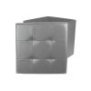 Pouf pliable coffre de rangement lisse Gris