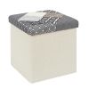 Pouf pliable coffre de rangement Patchwork Gris