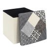 Pouf pliable coffre de rangement Patchwork Gris