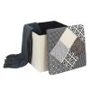 Pouf pliable coffre de rangement Patchwork Gris