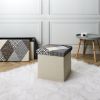 Pouf pliable coffre de rangement Patchwork Gris