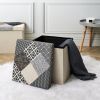 Pouf pliable coffre de rangement Patchwork Gris