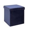 Pouf pliable coffre de rangement Rétro Bleu