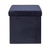 Pouf pliable coffre de rangement Rétro Bleu