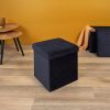 Pouf pliable coffre de rangement Rétro Bleu