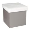 Pouf pliable coffre de rangement Imitation Fourrure Gris