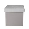 Pouf pliable coffre de rangement Imitation Fourrure Gris