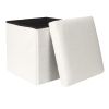 Pouf pliable coffre de rangement Bouclette Blanc