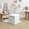 Pouf pliable coffre de rangement Bouclette Blanc