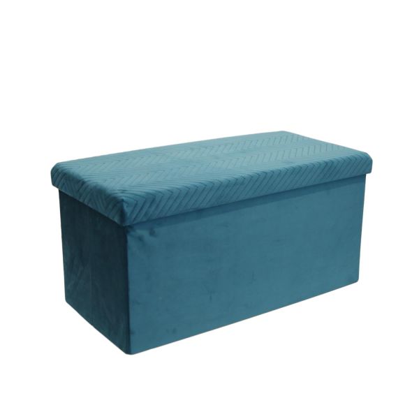 Coffre de rangement banc pliable Velours à motif Bleu