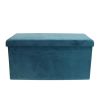 Coffre de rangement banc pliable Velours à motif Bleu