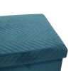 Coffre de rangement banc pliable Velours à motif Bleu