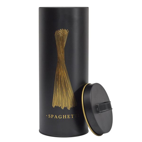 Boîte à spaghetti en métal noir et doré