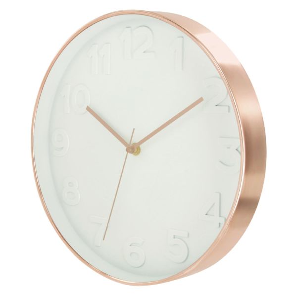 Horloge Ronde 30.5 cm blanche cuivrée