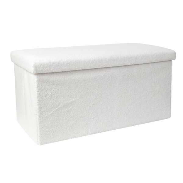 Coffre de rangement banc pliable bouclette Blanc