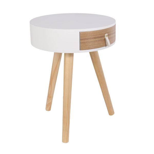 Table de chevet Nora 1 tiroir Blanc