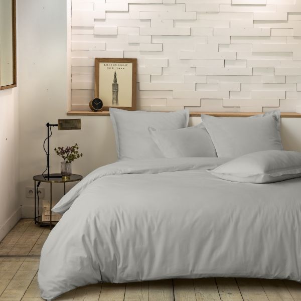 Housse de couette 240x260 cm Percale de Coton Gris Perle