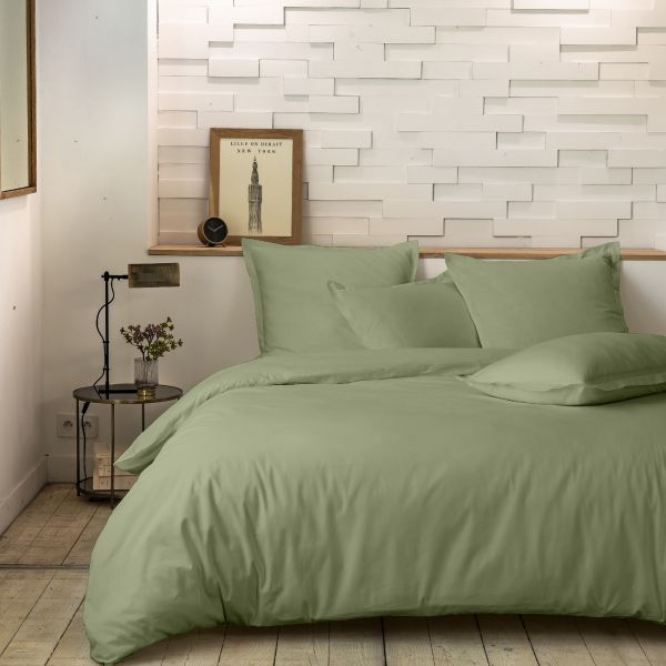 Housse de couette 220x240 cm Percale de Coton Vert D'eau