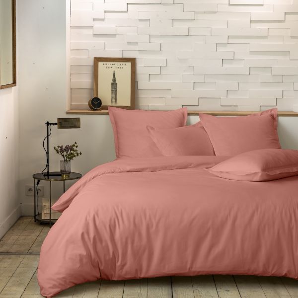 Housse de couette 240x260 cm Percale de Coton Rose Poudré