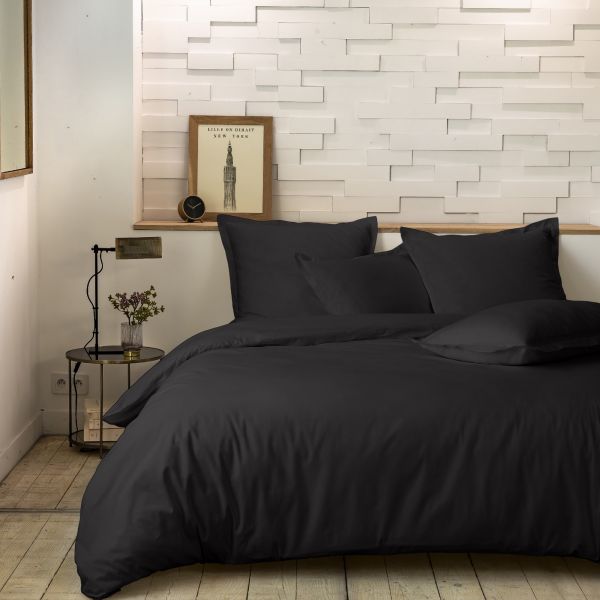 Housse de couette 240x260 cm Percale de Coton Noir