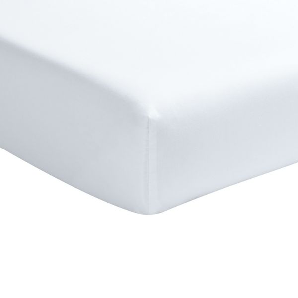 Drap housse 140x190 cm Percale de Coton Blanc Nuage