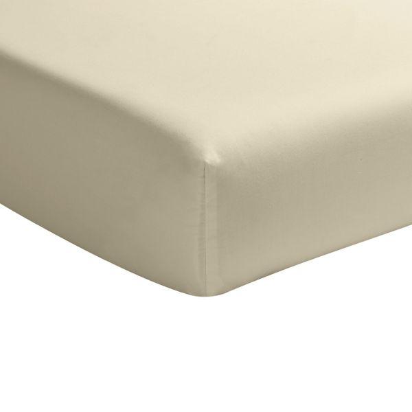 Drap housse 140x190 cm Percale de Coton Ecru Naturel