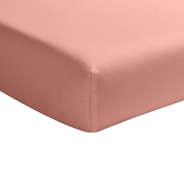 Drap housse 140x190 cm Percale de Coton Rose Poudré