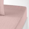 Drap housse 160x200 cm Gaze de Coton Rose Lotus